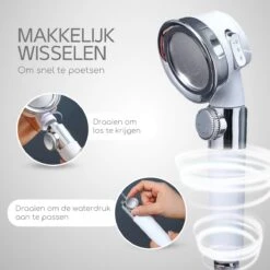 Rebela | Douchekop | Douchekop Waterbesparend | Douchekop Filter | Pressurized Shower Head| Wit -Badkamer Wijs 1200x1200 3142