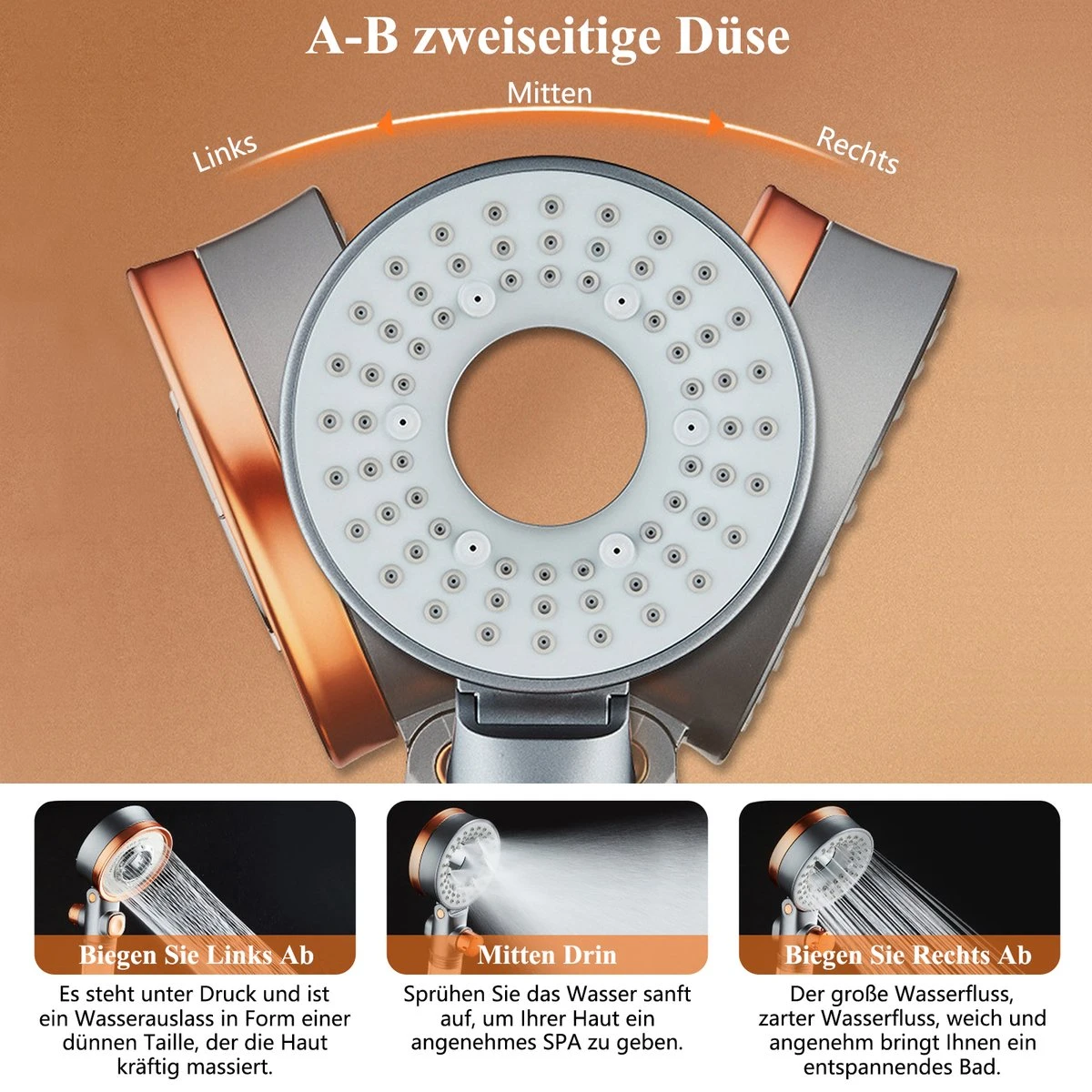 Douchekop - Regendouche Kop - Handdouche Met Hoge Druk - Blazelife Ionische Douchekop - Doucheslang - Dubbele Draaibaar - RVS - Met Slang En Houder 8 Douchekop - Regendouche Kop - Handdouche Met Hoge Druk - Blazelife Ionische Douchekop - Doucheslang - Dubbele Draaibaar - RVS - Met Slang En Houder - Afbeelding 6