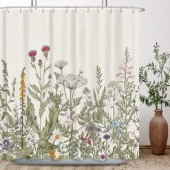 3BMT Douchegordijn Design - Bloemen - 180 X 200 Cm - Met Ringen -Badkamer Wijs 1200x1200 318