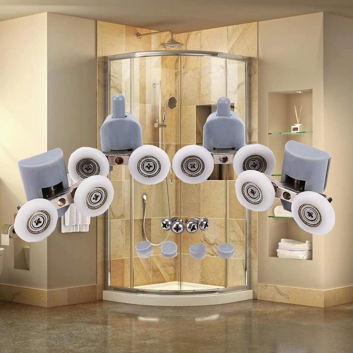 Merkloos Wielen Voor Douchedeur, Rollen Voor Douchedeur, Wieltjes, Douchedeur, 4 X Boven En 4 X Onder, Badkamer, 25 Mm, 8 Stuks Dubbele Wielen 5 Merkloos Wielen Voor Douchedeur, Rollen Voor Douchedeur, Wieltjes, Douchedeur, 4 X Boven En 4 X Onder, Badkamer, 25 Mm, 8 Stuks Dubbele Wielen - Afbeelding 3