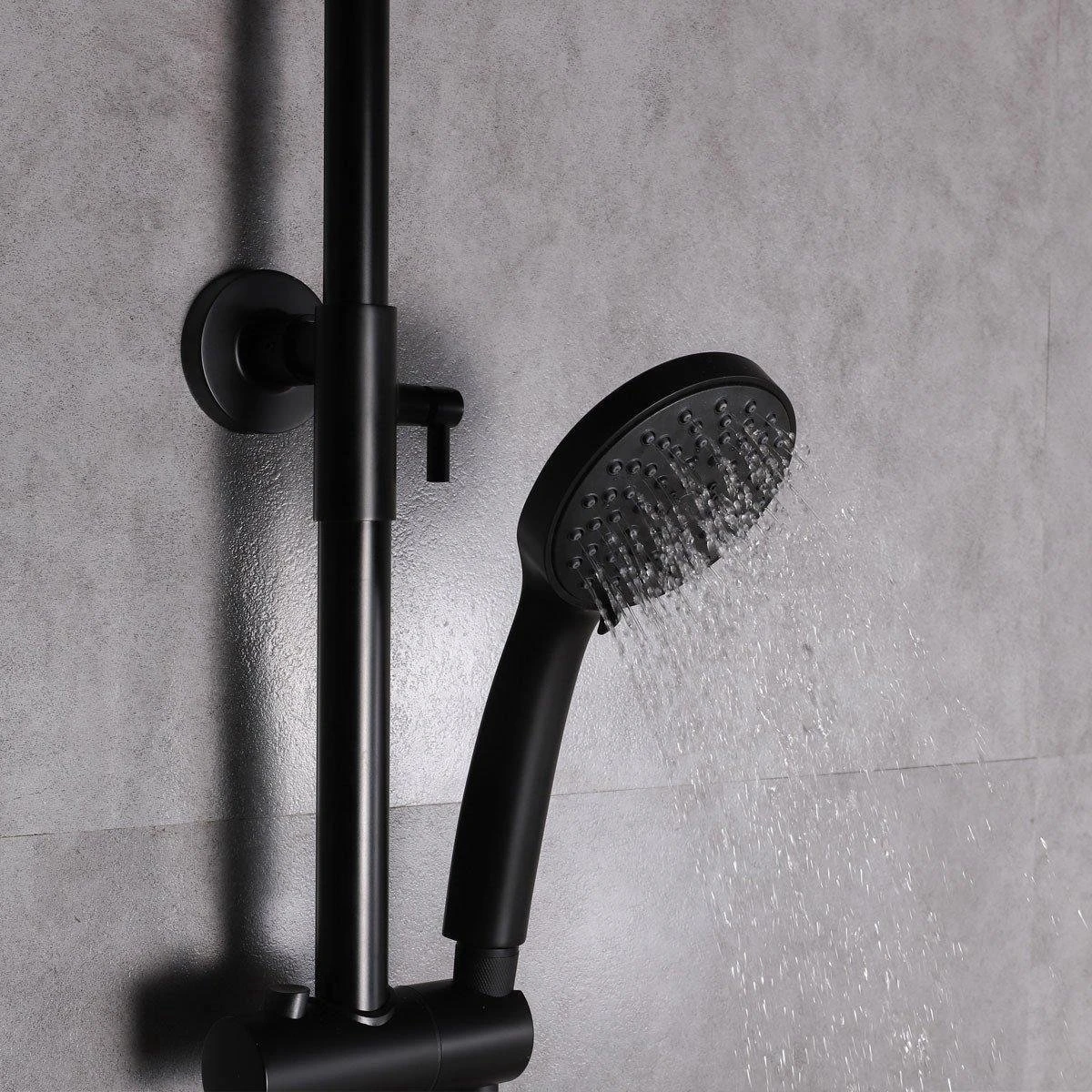 SAAR Opbouw Douche Set - Rond - Thermostaatkraan - Glijstang - Regendouche - Handdouche - Mat Zwart 6 SAAR Opbouw Douche Set - Rond - Thermostaatkraan - Glijstang - Regendouche - Handdouche - Mat Zwart - Afbeelding 4