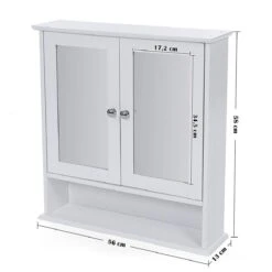 Badkamerkastje Met Twee Spiegels Als Deuren - Inclusief Open Plankje - 56x13x58cm - Wit 10 Badkamerkastje Met Twee Spiegels Als Deuren - Inclusief Open Plankje - 56x13x58cm - Wit -Badkamer Wijs 1200x1200 322