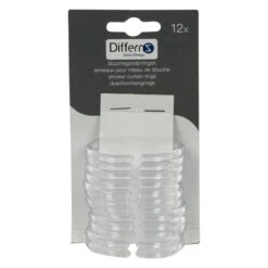Differnz Douchegordijnringen - Transparant - Kunststof - 6 X 4 Cm - 12 Stuks -Badkamer Wijs 1200x1200 3235