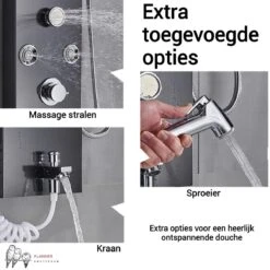 Douchepaneel Met Massage - Regendouche - Massage Jets - Waterval Douche - Met Thermostaatkraan En Handdouche - Zwart - Opbouw - Douchekop - Flanner® 15 Douchepaneel Met Massage - Regendouche - Massage Jets - Waterval Douche - Met Thermostaatkraan En Handdouche - Zwart - Opbouw - Douchekop - Flanner® -Badkamer Wijs 1200x1200 3250