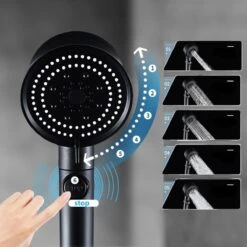 Waterbesparende Douchekop - Hoofddouche - Regendouche - Met ECO STOP Knop - 5 Standen - ABS - Zwart 11 Waterbesparende Douchekop - Hoofddouche - Regendouche - Met ECO STOP Knop - 5 Standen - ABS - Zwart -Badkamer Wijs 1200x1200 3259