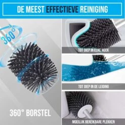 Strex Toiletborstel Siliconen Met Houder - Sneldrogend, Hygiënisch & Antibacteriële Werking - WC Borstel - Toilet Borstel Houder -Badkamer Wijs 1200x1200 327