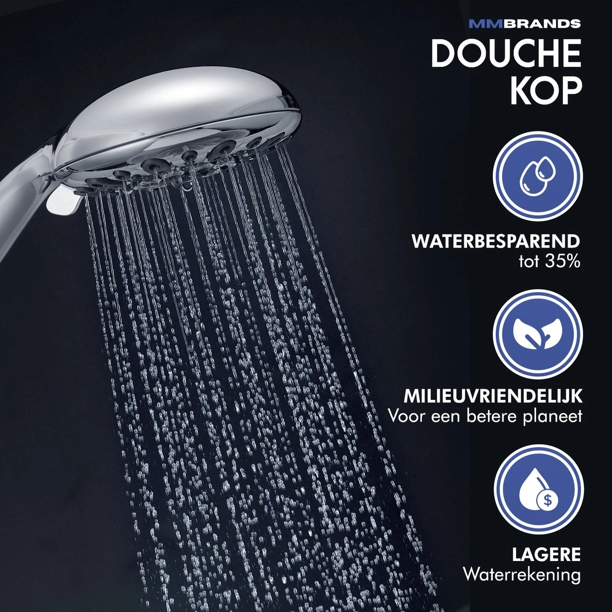 MM Brands Douchekop - Waterbesparend - Regendouche - 6 Standen - Chroom 4 MM Brands Douchekop - Waterbesparend - Regendouche - 6 Standen - Chroom - Afbeelding 2