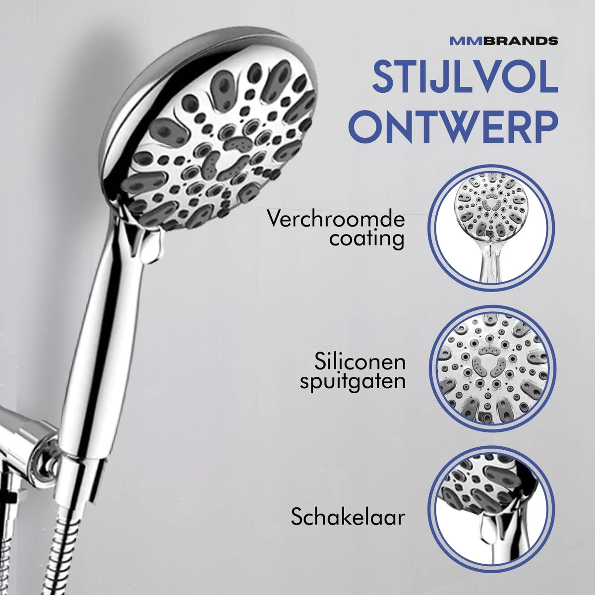 MM Brands Douchekop - Waterbesparend - Regendouche - 6 Standen - Chroom 9 MM Brands Douchekop - Waterbesparend - Regendouche - 6 Standen - Chroom - Afbeelding 7