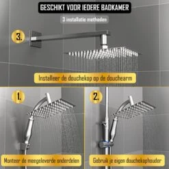Regendouchekop Deluxe - ø 28CM - Douchekop Met Doucheslang En Douchekophouder - RVS -Badkamer Wijs 1200x1200 3317