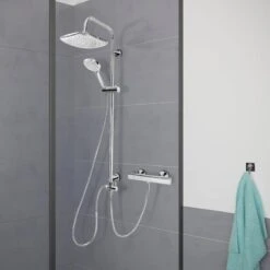 Cornat® SQUARE NEO - Roestvrij Staal Doucheset – Industrieel - Hoofd- En Handdouche - Douchesysteem - Waterbesparend – Reno Functie -Badkamer Wijs 1200x1200 3348