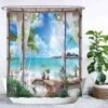 Ulticool Douchegordijn - Doorkijk Strand Zee Natuur - 180 X 200 Cm - Met 12 Ringen - Blauw Wit Groen -Badkamer Wijs 1200x1200 3364