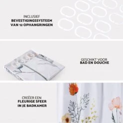 RX Goods Gekleurde Natuur Bloemen Douchegordijn - 180x180cm - Incl. 12 Ringen - Waterafstotend – Polyester 10 RX Goods Gekleurde Natuur Bloemen Douchegordijn - 180x180cm - Incl. 12 Ringen - Waterafstotend – Polyester -Badkamer Wijs 1200x1200 3368