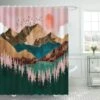 Ulticool Douchegordijn - Natuur Zon Bergen Bohemian - 180 X 200 Cm - Semi Transparant - Met 12 Ringen Wit - Anti Schimmel - Bruin Roze Groen -Badkamer Wijs 1200x1200 3417