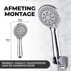 Universal Life® | DOUCHEKOP MET GRATIS SLANG EN HOUDER | Waterbesparend | Universeel | 5 Luxe Straalstanden | Chroom | RVS Slang | -Badkamer Wijs 1200x1200 3498