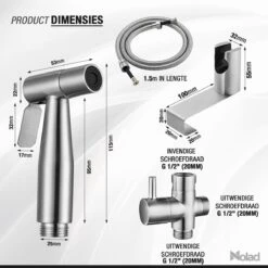 Nolad® Bidet Handdouche - Douchekoppen - Bidet - Handdouche - Zilver -Badkamer Wijs 1200x1200 3506