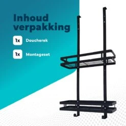 L'eauxe Doucherek Hangend Zonder Boren - Ophangbaar Badkamerrek Aan Douchewand - Opbergrek - Badkamer Accessoires - RVS - Zwart - Cadeau -Badkamer Wijs 1200x1200 354