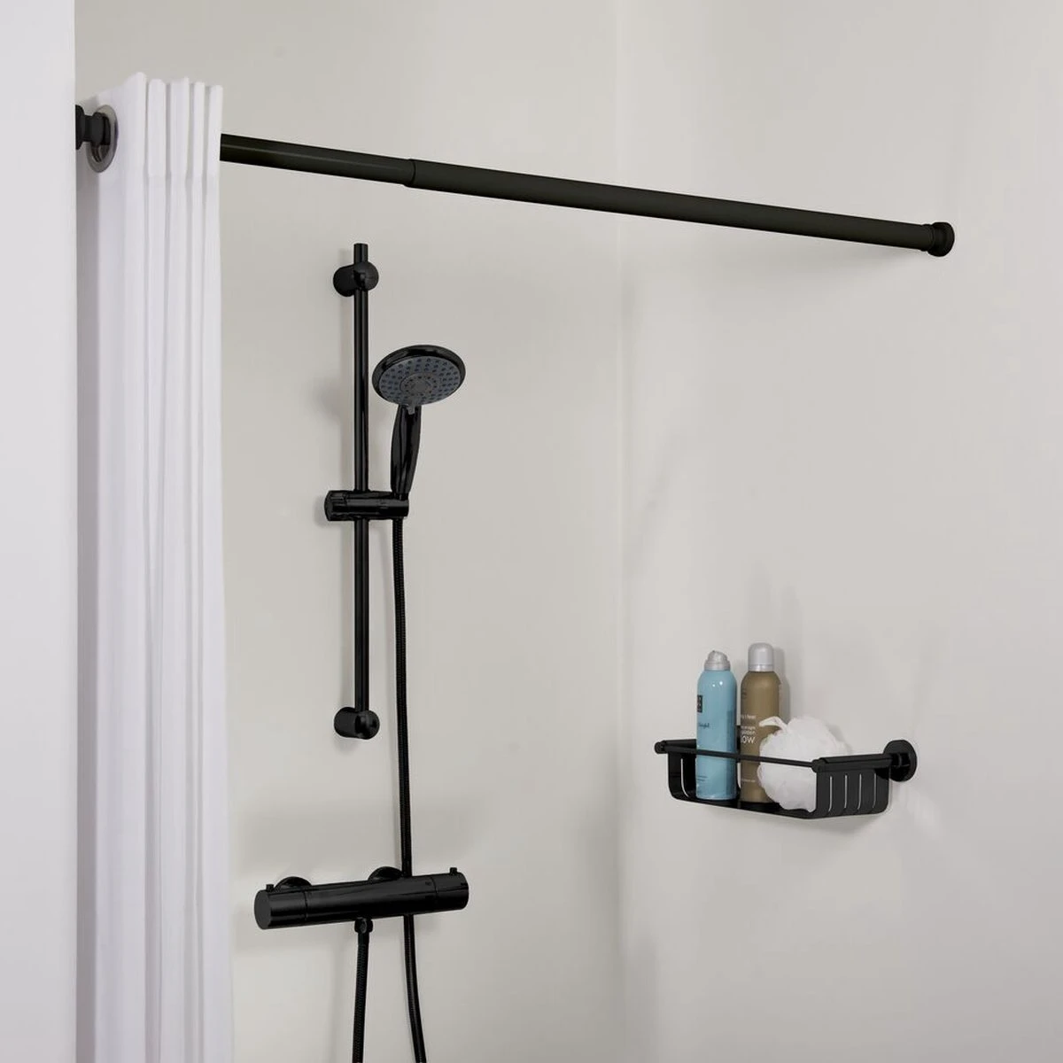 Sealskin Seallux Douchegordijnstang - 80-130 Cm - Zwart 7 Sealskin Seallux Douchegordijnstang - 80-130 Cm - Zwart - Afbeelding 5