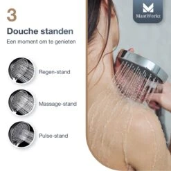 MaatWorkz - Waterbesparende Douchekop + Douchetimer - Handdouche - Hoge Druk - Luxe Design - Regendouche - ø 13 CM - 3 Standen - Chrome 14 MaatWorkz - Waterbesparende Douchekop + Douchetimer - Handdouche - Hoge Druk - Luxe Design - Regendouche - ø 13 CM - 3 Standen - Chrome -Badkamer Wijs 1200x1200 3549