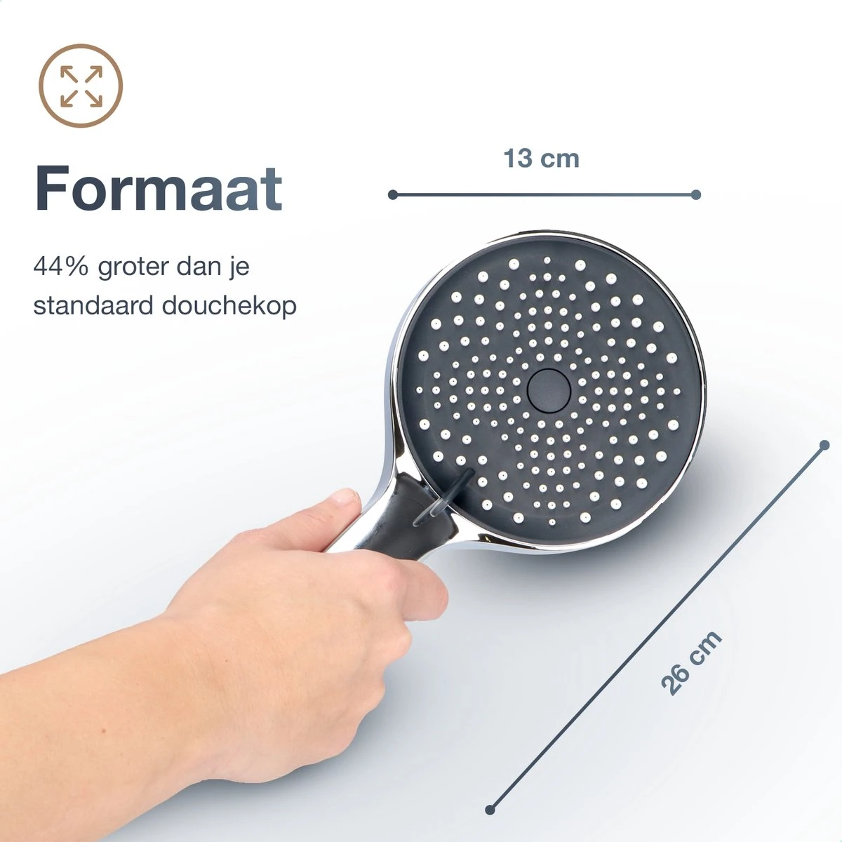 MaatWorkz - Waterbesparende Douchekop + Douchetimer - Handdouche - Hoge Druk - Luxe Design - Regendouche - ø 13 CM - 3 Standen - Chrome 11 MaatWorkz - Waterbesparende Douchekop + Douchetimer - Handdouche - Hoge Druk - Luxe Design - Regendouche - ø 13 CM - 3 Standen - Chrome - Afbeelding 9