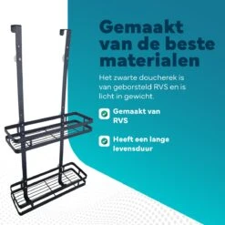 L'eauxe Doucherek Hangend Zonder Boren - Ophangbaar Badkamerrek Aan Douchewand - Opbergrek - Badkamer Accessoires - RVS - Zwart - Cadeau -Badkamer Wijs 1200x1200 356