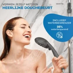 WITTS Douchekop - Waterbesparend - Hoge Kwaliteit - Handdouche ø 12cm - 6 Standen - Zwart -Badkamer Wijs 1200x1200 3599