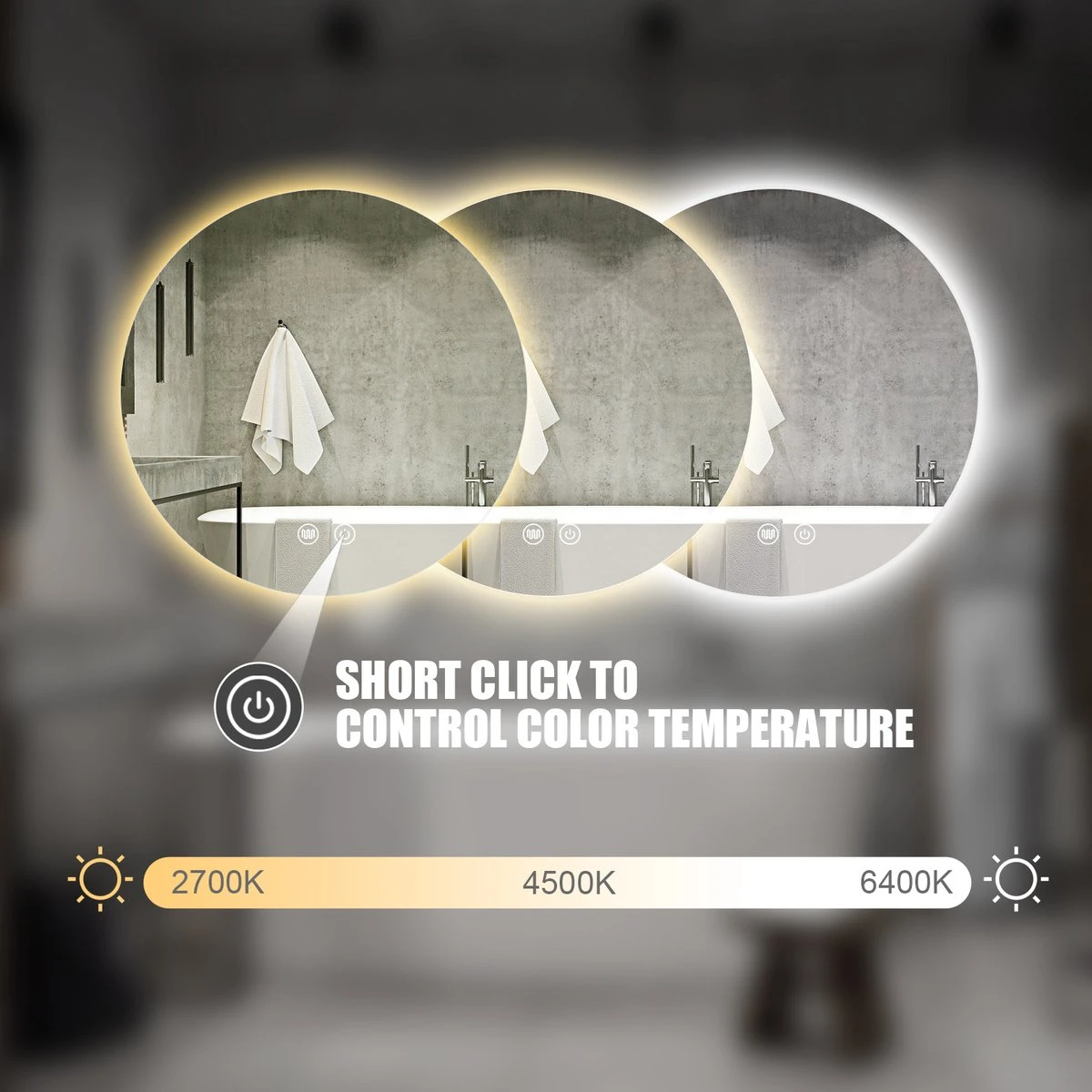 SensaHome - Led Wandspiegel Rond - Ronde Badkamerspiegel Frameloos Met LED Verlichting - Wand Gemonteerd - Anti-Condens - 2700K/4500K/6400K - Warm/Neutraal/Koud Wit - 60CM 12 SensaHome - Led Wandspiegel Rond - Ronde Badkamerspiegel Frameloos Met LED Verlichting - Wand Gemonteerd - Anti-Condens - 2700K/4500K/6400K - Warm/Neutraal/Koud Wit - 60CM - Afbeelding 10