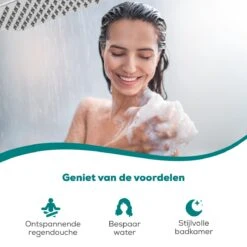 Merkloos Regendouchekop XL - Met Slang En Houder - Vierkant - ø 28 Cm - Handdouche - Hoge Druk -Badkamer Wijs 1200x1200 3600