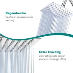 Merkloos Regendouchekop XL - Met Slang En Houder - Vierkant - ø 28 Cm - Handdouche - Hoge Druk -Badkamer Wijs 1200x1200 3601