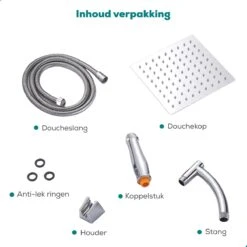 Merkloos Regendouchekop XL - Met Slang En Houder - Vierkant - ø 28 Cm - Handdouche - Hoge Druk -Badkamer Wijs 1200x1200 3603