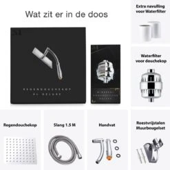 Regendouchekop XL Deluxe Ionisch Met Premium Waterfilter - Waterbesparend - ø 28 Cm - Inclusief Extra Navulling - Slang En Houder - Douchekop Met Filter - Regendouche - Handdouche - Hoge Druk - RVS - Douchefilter - Wellness - Spa -Badkamer Wijs 1200x1200 3631