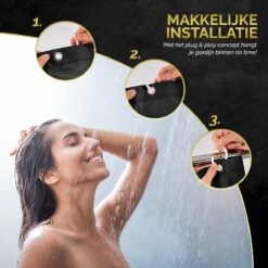 HGMD Douchegordijn 120x200 - Zwart - Wasbaar - Douchegordijn Anti Schimmel -Badkamer Wijs 1200x1200 3647