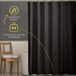 HGMD Douchegordijn 120x200 - Zwart - Wasbaar - Douchegordijn Anti Schimmel -Badkamer Wijs 1200x1200 3648