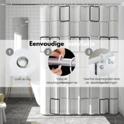 VAIVE Douchegordijn 180x200 - Anti Schimmel - Douchegordijnen -Badkamer Wijs 1200x1200 3659