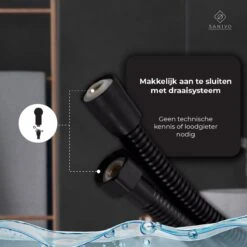 Doucheslang 150 Cm Chroom Zwart – Metaal – Anti-knik – Draaiaansluiting -Badkamer Wijs 1200x1200 3663