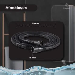 Doucheslang 150 Cm Chroom Zwart – Metaal – Anti-knik – Draaiaansluiting -Badkamer Wijs 1200x1200 3664