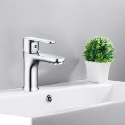 Inspire Badkamer Kraan Zilver Inclusief Aansluitingen - Wastafel Kraan - Zilver -Badkamer Wijs 1200x1200 367