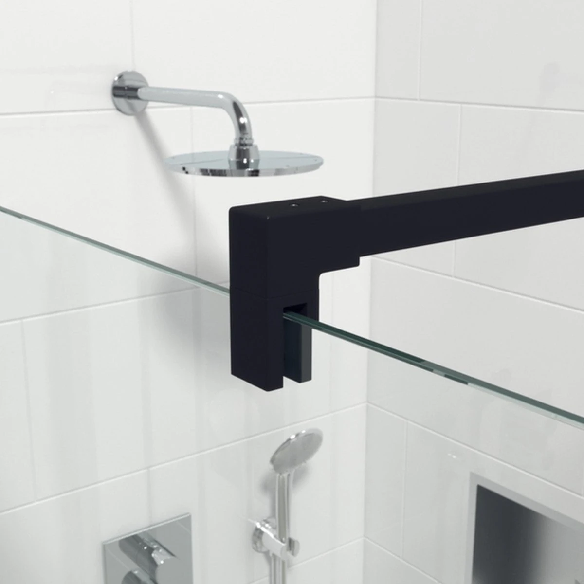 Saniclass Bellini Inloopdouche - Douchewand - 30x200cm - 8mm Veiligheidsglas - Anti Kalk - Mat Zwart 6 Saniclass Bellini Inloopdouche - Douchewand - 30x200cm - 8mm Veiligheidsglas - Anti Kalk - Mat Zwart - Afbeelding 4