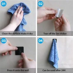 Merkloos Roestvrijstalen Handdoekhaakjes | 3M™ Zelfklevend | 4 Stuks | Mat Zwart | Wandhaak | Ophanghaken | Plakhaakjes | Haakjes | Badkamer | Keuken | RVS -Badkamer Wijs 1200x1200 371