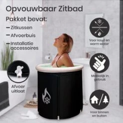 Opvouwbaar Zitbad Voor Volwassenen - Bath Bucket - Ijsbad - Inklapbaar Bad - Zwart - Opblaasbad - Inclusief Voetpomp - Inclusief Ingebouwd Zitkussen -Badkamer Wijs 1200x1200 3720