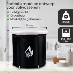 Opvouwbaar Zitbad Voor Volwassenen - Bath Bucket - Ijsbad - Inklapbaar Bad - Zwart - Opblaasbad - Inclusief Voetpomp - Inclusief Ingebouwd Zitkussen -Badkamer Wijs 1200x1200 3721