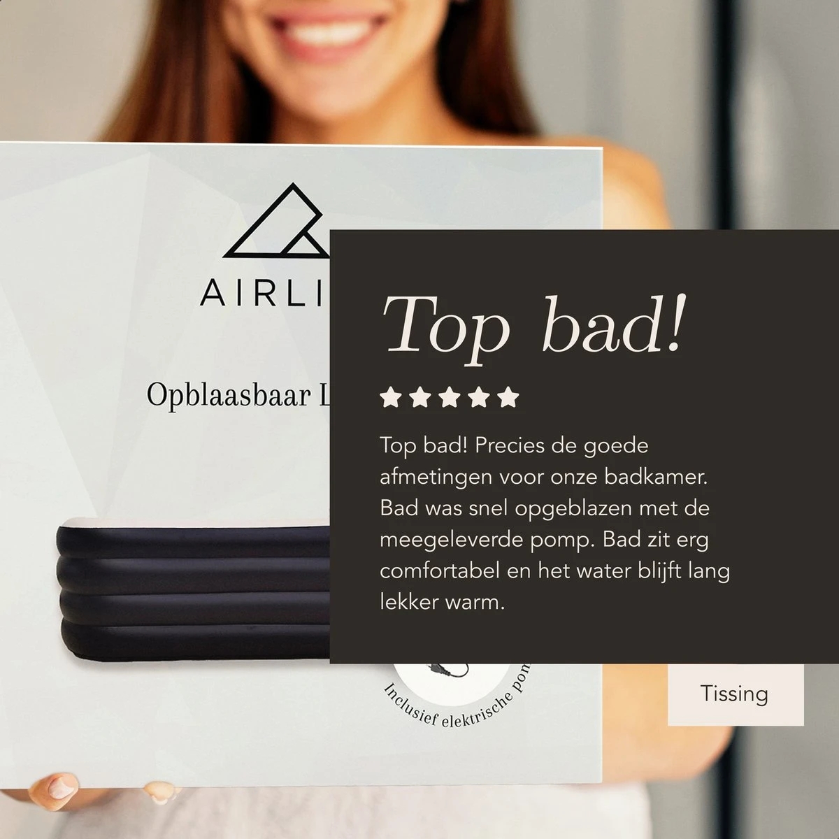 Airlie Opblaasbaar Ligbad Voor Volwassenen – Comfortabel - Opblaasbad - Zitbad - Badkuip – Bath Tub – Opvouwbaar Bad – Bath Bucket – Dubbel Hoofdkussen - Zwart - GRATIS Elektrische Pomp 10 Airlie Opblaasbaar Ligbad Voor Volwassenen – Comfortabel - Opblaasbad - Zitbad - Badkuip – Bath Tub – Opvouwbaar Bad – Bath Bucket – Dubbel Hoofdkussen - Zwart - GRATIS Elektrische Pomp - Afbeelding 8