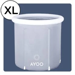 AYOO® Zitbad - Opblaasbaar Bad - Opvouwbaar Bad - Wim Hof Methode - Ijsbad - Badkuip - Zitbad Voor Volwassenen - Bathtub - Zitbaden - Bath Bucket - Inclusief Voetpomp - Grijs
