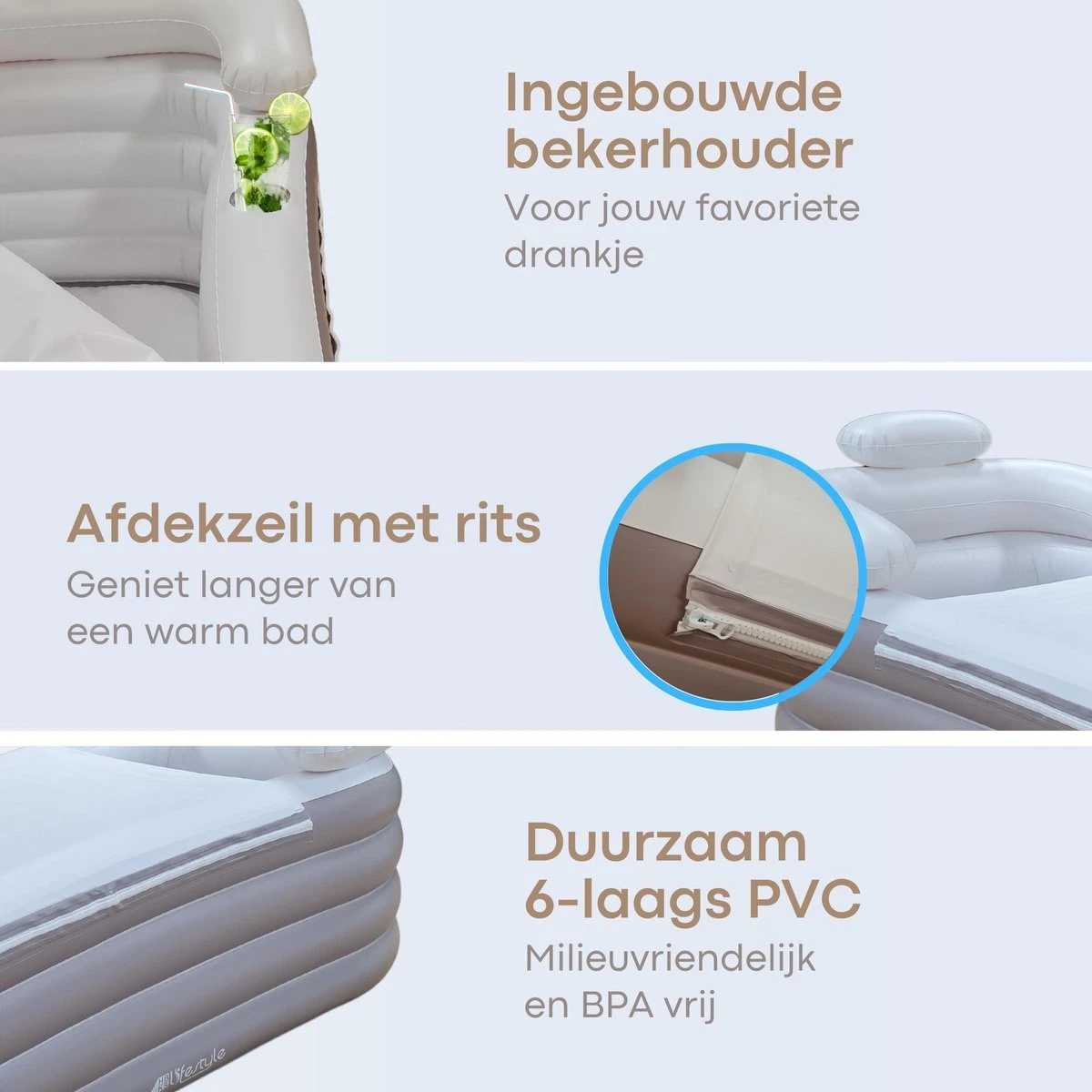 HBKS Lifestyle Bad – Opblaasbaar Ligbad – Bath Bucket – Zitbad Voor Volwassenen - Ijsbad Wim Hof Methode - Badkuip – Ice Bath – Rosegold 4 HBKS Lifestyle Bad – Opblaasbaar Ligbad – Bath Bucket – Zitbad Voor Volwassenen - Ijsbad Wim Hof Methode - Badkuip – Ice Bath – Rosegold - Afbeelding 2