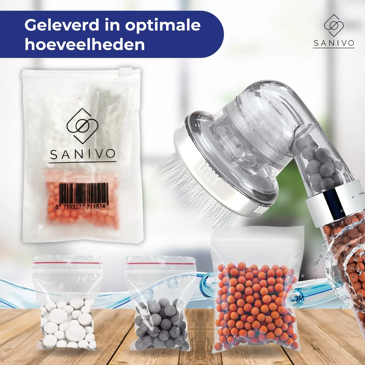 Mineraal Balletjes Navulling Ionische Douchekop – Water Filter- Mineraal Stenen – Vervangende Stenen Voor Sanivo Waterbesparende Douchekop 7 Mineraal Balletjes Navulling Ionische Douchekop – Water Filter- Mineraal Stenen – Vervangende Stenen Voor Sanivo Waterbesparende Douchekop - Afbeelding 5