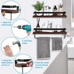 Zwevende Wandplank - 2 Stuks - 40cm - Handdoekhouder En 8 Haakjes - Badkamerplank Decoratieve Muur Opbergplanken Voor Badkamer Slaapkamer, Woonkamer, Keuken Plank 18 Zwevende Wandplank - 2 Stuks - 40cm - Handdoekhouder En 8 Haakjes - Badkamerplank Decoratieve Muur Opbergplanken Voor Badkamer Slaapkamer, Woonkamer, Keuken Plank -Badkamer Wijs 1200x1200 3907