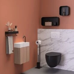 Sealskin Brix - Wandkubus Wandelement Wandrek - 12x50x24 Cm - Metaal - Zwart -Badkamer Wijs 1200x1200 3918