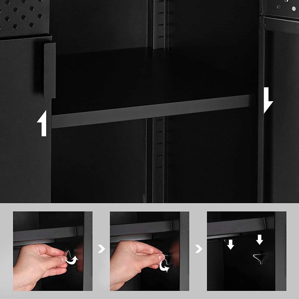 Songmics Opslagkabinet, Dubbel-deurs Vloerkast Met Magnetische Sluiting, Verstelbare Plank, Stalen Frame, Industriële Stijl, Ruimtebesparend, Rustiek Bruin En Zwart LSC102B01 8 Songmics Opslagkabinet, Dubbel-deurs Vloerkast Met Magnetische Sluiting, Verstelbare Plank, Stalen Frame, Industriële Stijl, Ruimtebesparend, Rustiek Bruin En Zwart LSC102B01 - Afbeelding 6