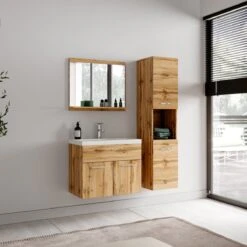 Badplaats Badkamermeubel Set Montreal 60 Cm X 35 Cm - Eiken - Badmeubel Met Spiegel En Zijkast -Badkamer Wijs 1200x1200 3973