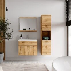Badplaats Badkamermeubel Set Montreal 60 Cm X 35 Cm - Eiken - Badmeubel Met Spiegel En Zijkast -Badkamer Wijs 1200x1200 3974