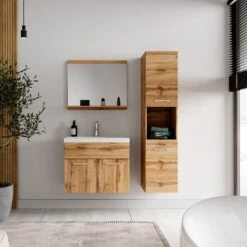 Badplaats Badkamermeubel Set Montreal 60 Cm X 35 Cm - Eiken - Badmeubel Met Spiegel En Zijkast -Badkamer Wijs 1200x1200 3976